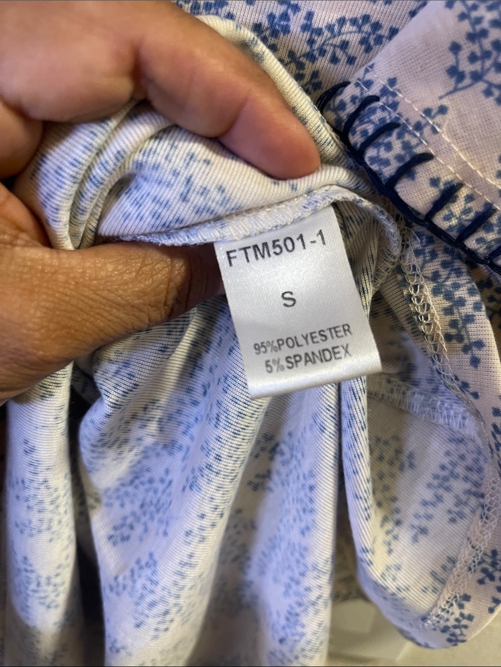 THML Beige Floral Cold-Shoulder Top with Navy and Pink Embroidery - Picture 3 of 5